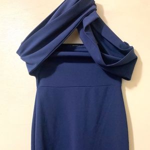 Navy Asymetrical Midi Dress